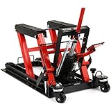 ZENY 1500 LB Hydraulic Motorcycle/ATV Hoist Jacks Stand Quad Dirt Street Bike Hoist Up To 14.76” High (Red)