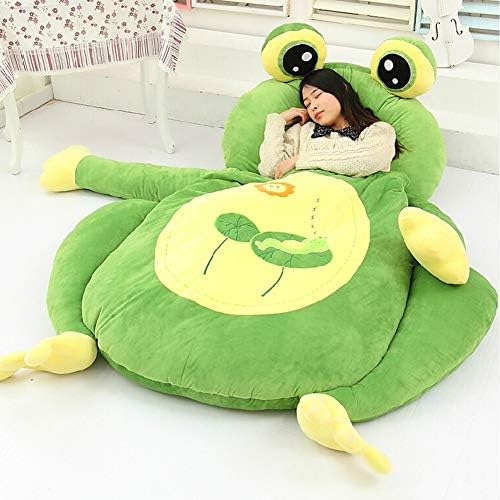 WZP Tatami cartoon mattress Cute animal plush toy Frog, monkey single child sofa bed Cat, bear sleeping bag lazy sofa Boy and girl birthday present,Frog,L(2x1.1m)
