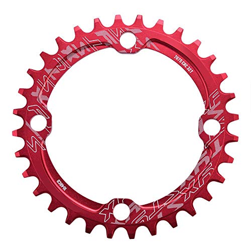 Keenso Bike Chain Ring, 32/34/36/38T BCD Aluminum Alloy Mountain Bike Steel Single Crank Chain Ring Round Gear Bicycle Chain Ring for Mountain Bike Repairing(36T-Red) Bicycles and spare parts