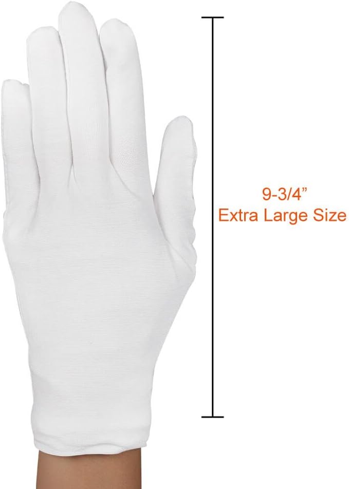 Paxcoo 6 Pairs XL White Cotton Gloves for Dry Hand Moisturizing Cosmetic Eczema Hand Spa and Coin Jewelry Inspection: Home Improvement