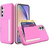 FDTCYDS for Samsung Galaxy S25 Case with Card Holder,Credit Card Slot Protective Wallet Case - Pink