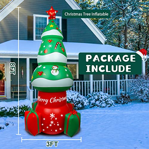 8FT Christmas Inflatables, CNDREAM Christmas Tree Inflatable, Outdoor Christmas Decorations for Xmas Holiday Party Indoor, Outdoor, Yard, Garden, Lawn Décor