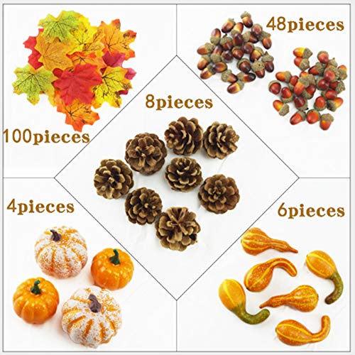 coowei 166 PCS Thanksgiving Decoration for Home Artificial Pumpkins Set for Decoration Fall Harvest Home Decoration Wedding Party Table Fireplace Decor