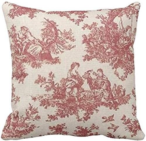 Amazon Com Sprinte Red Vintage Toile Throw Pillow Case 2222 Home