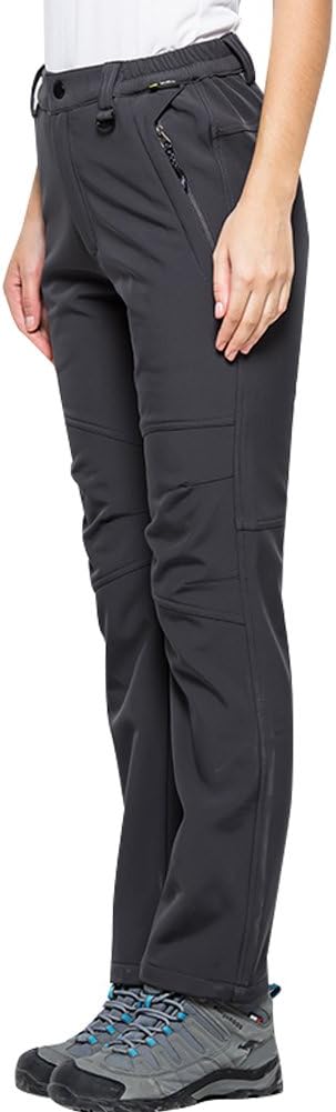 Women's Snow Fleece-Lined Soft Shell Insulated Waterproof Pants Tactical Winter Hiking,Camping,Travel #5022,Grey,26