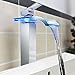Harrahs 1001 Deck Mount Water Power Waterfall Bathroom Sink Faucet with Color Changing LED Lights Glass Spout, Polished Chrome …
