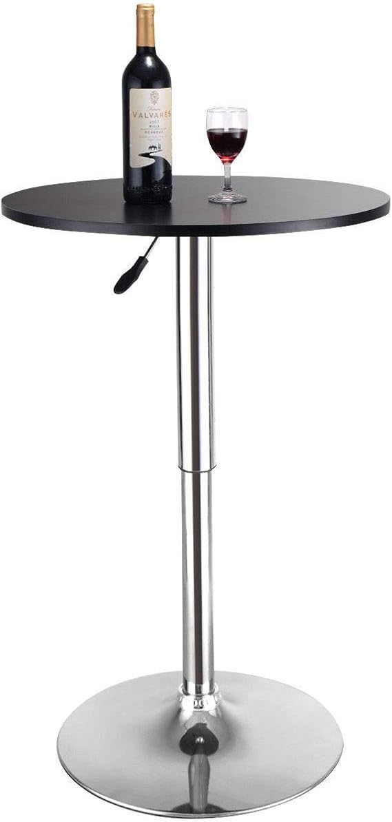 Manoch Chrome Black Adjustable Height Modern Round Bar