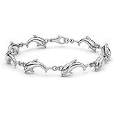 SHOP LC DELIVERING JOY Dolphin 925 Sterling Silver Bracelets for Women Trendy - Link Charm Bracelet Ocean Beach Jewelry Promise Birthday Dolphin Birthday Gifts Size 7.25 Inches