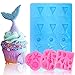 BAKHUK Seashell Mermaid Tail Mold, 4 Pack Silicone Fondant Mold for Decorating Ice, Chocolate, Candy, Sugar, Jelly, etc.