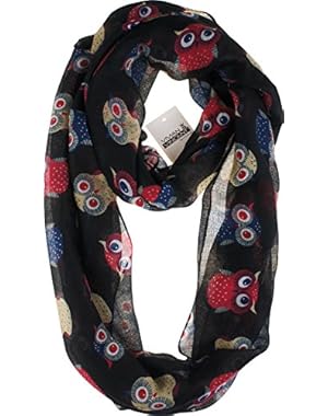 Soft Light Weight Cartoon Owl Sheer Scarf Shawl Wrap