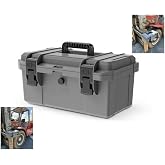 Heavy-Duty Tractor ROPS Toolbox, With Mounting Bracket, With Keyhole, Heavy Duty Toolbox, Tractor, ATV, UTV, Truck, Utility Vehicle Universal (Gray 16")