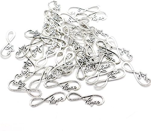 40 PCS Infinity Charm Pendant Infinity Symbol with Hope Pattern Connectors for DIY Jewelry Making (Silver)