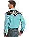 Scully Men's Rose and Horseshoe Embroidered Retro Western Shirt Turquoise Large