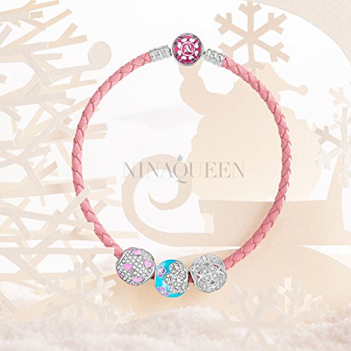 NinaQueen Camellia 925 Sterling Silver Blue and Purple Zirconia Charms