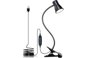 iVict Desk Lamp Clip on Light, 3 Light Mode 10 Dimmable Brightness Levels Book Light for Dorm Bed Headboard, Eye Caring Reading Light for Bed, 360° Flexible Gooseneck Night Light Clip on for Desk