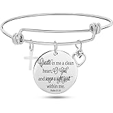 Jude Jewelers Stainless Steel Adjustable Size Christian Cross Holy Bible Verses Mantra Bangle Bracelet
