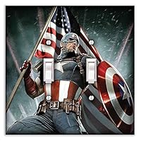 Captain America Decorative Double Toggle Light Switch Plate Cover