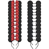 winvin 24Pcs Mouse Costume Deluxe Fabric Ears Headband Polka Dots Bow Hairs Accessories Headwear Party Favors Decorations