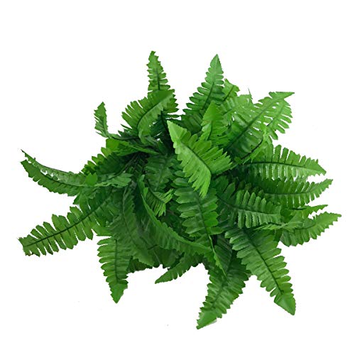 Oopsu 5 Bunches Fake Faux Artificial Boston Ferns Plants Greenery Bushes for Indoor Outside Home Garden Office Verandah Wedding Decor