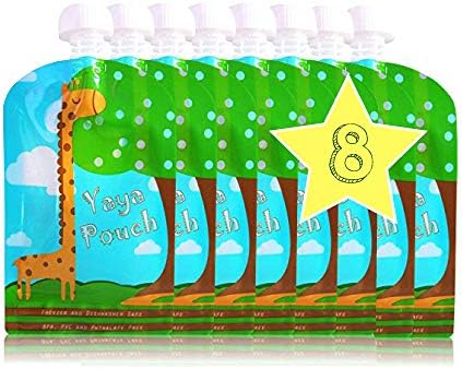 Reusable Food Pouch (8 Pack) 5 oz Squeeze Pouches Refillable BPA Free Pouch for Baby and Toddlers