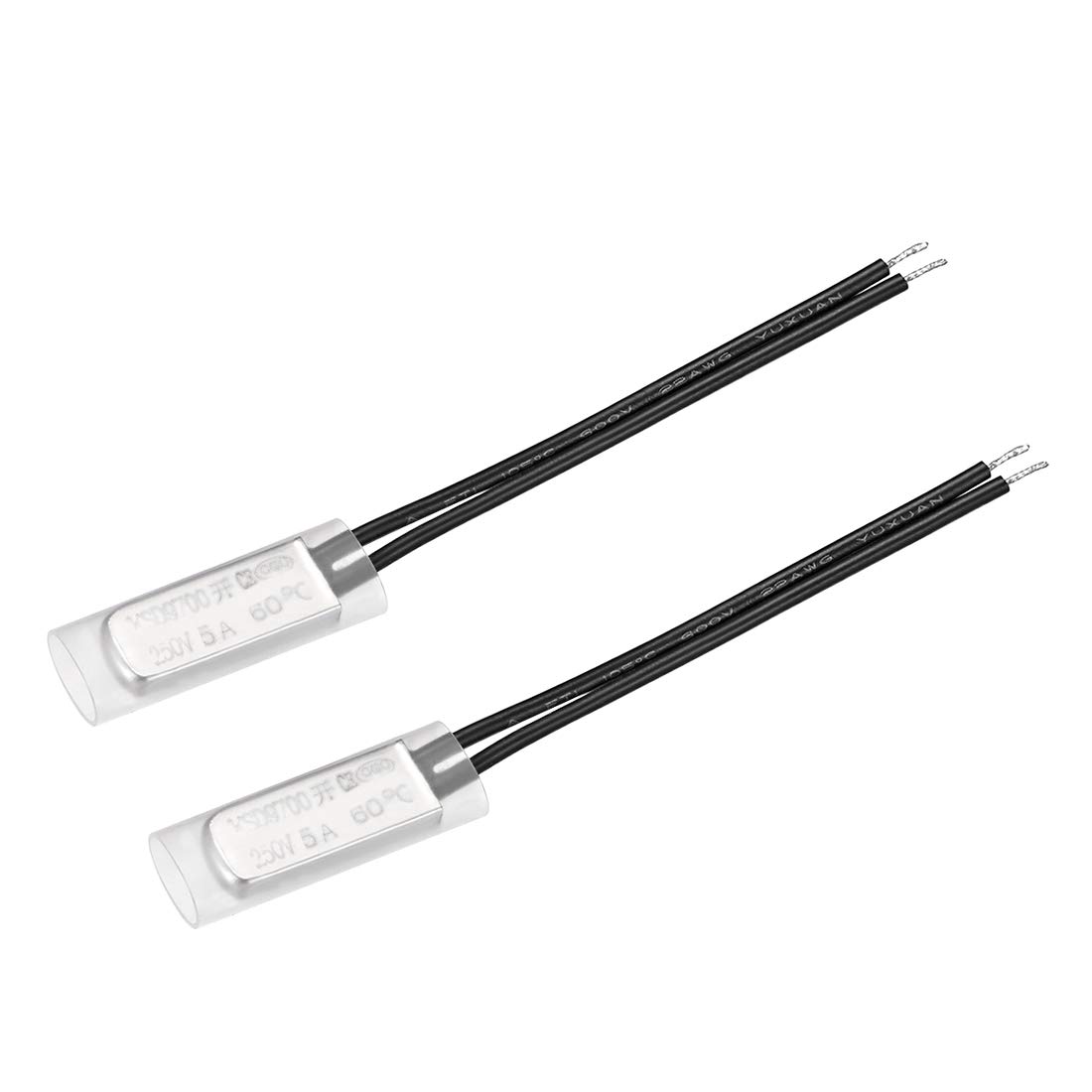 sourcing map KSD9700 Thermostat, 60℃ Normally Open Temperature Switch Thermal Switch, N.O 5A Metal Temperature Controller 2pcs