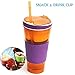 ELEGIANT 500ml 2in1 Travel Snack Drink Cup Bottle Container Lid Straw for Adult Kids Cinema sport