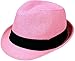 Simplicity Straw Beach Hat Men Women Summer Short Brim Fedora Hat, Light Pink SM