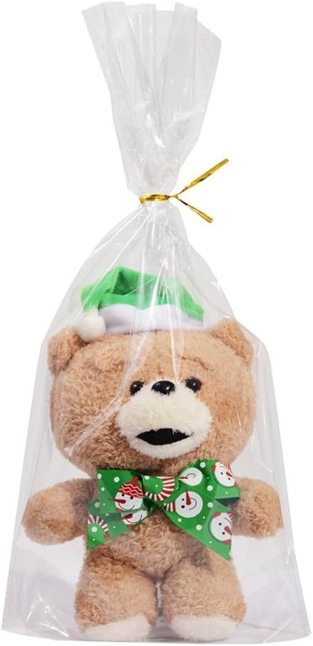 100 Gusset Cello Bags with Ties - 2.8 mil Big Size Gift Wrap Cellophane Bag - Clear Wine Bottle Gift Bags Large for Favor (8" x 16" + 4"): Kitchen & Dining