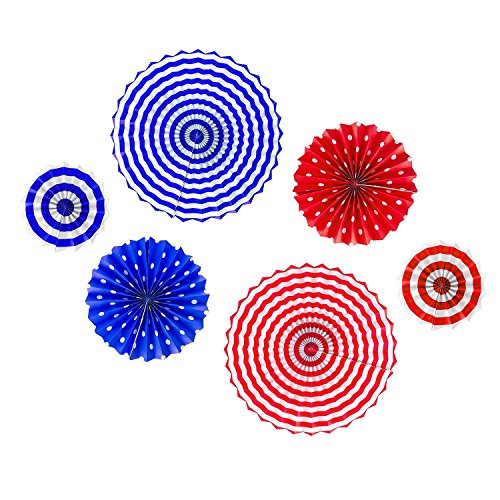 Super Z Outlet Fiesta Colorful Paper Fans Round Wheel Disc Southwestern Pattern Design for Party, Event, Home Decoration (Patriotic)