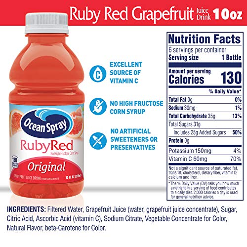 OCEAN SPRAY® RUBY RED GRAPEFRUIT JUICE DRINKS, 10 FL OZ BOTTLES, 6 COUNT (PACK OF 1)