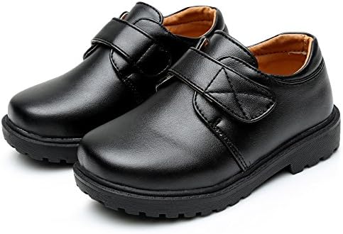 WQINSHOE Boy's Leather Oxford School Uniform Dress Outdoor Shoes(Toddler/Little Kid/Big Kid) 4201 Velcro 31