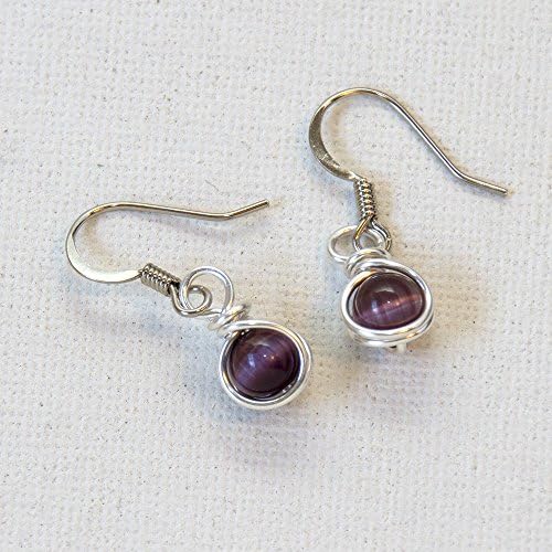 Small Purple Drop Earrings - Handmade Wire Wrap Jewelry