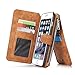 AIOMAO for iPhone 5 5S SE Wallet Cases, 2 in 1 Luxury Leather Magnetic Wallet Case Flip Cover with Card Holder (Brown)