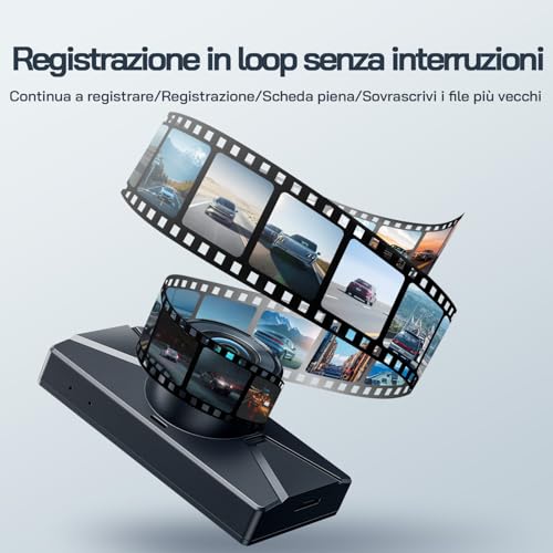 2.5K Doppia Dashcam, Dash Cam Auto IPS 3" con Grandangolo di 310°, 1440P+1080P FHD Telecamera, Visione Notturna,G-Sensor, WDR, Monitor di Parcheggio, Registrazione in Loop
