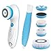 6 in 1 Waterproof Electric Facial & Body Cleansing Brush with 2 Speeds Setting for Skin Care, Include Detachable Handle & 5 Brush Head and Cute Cosmetic Bag (blue)