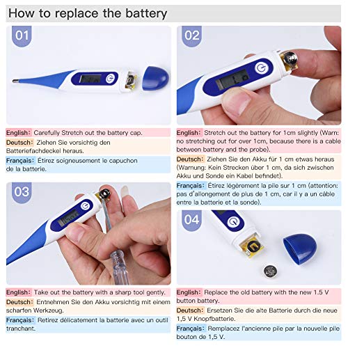 CtopoGo Medicina oral termómetro para la fiebre prueba Flexible Punta