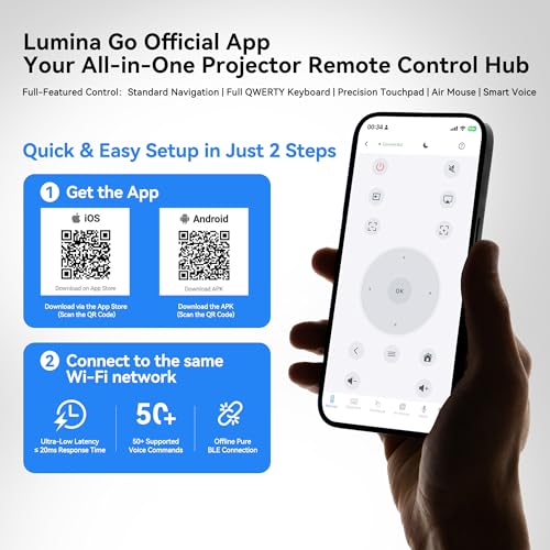 Video Projector with Wi-Fi 6 & Bluetooth 5.4, Built-in Apps Supports 4K Full HD Mini Video Projector, Android 14, Auto Keystone, 2026 Upgraded Projector for HDMI/iPhone/USB White