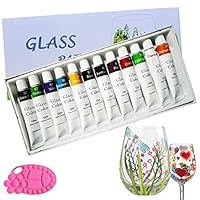 Magicdo Stained Glass Paint with Palette,Transparent Glass Window Color Paint Set Great for Wine Bottle, Light Bulbs, Ceramic (12 Colorsx0.4 Fl oz)