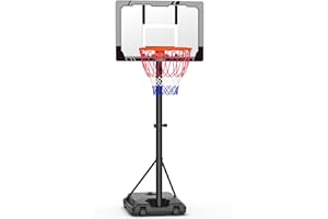 G GX9 Basketball Hoop Outdoor 8.5/10ft Adjustable, Portable Basketball Goal System for Kids/Teens/Adults in Backyard/Indoor/Driveway, with 33-44in Shatterproof Backboard