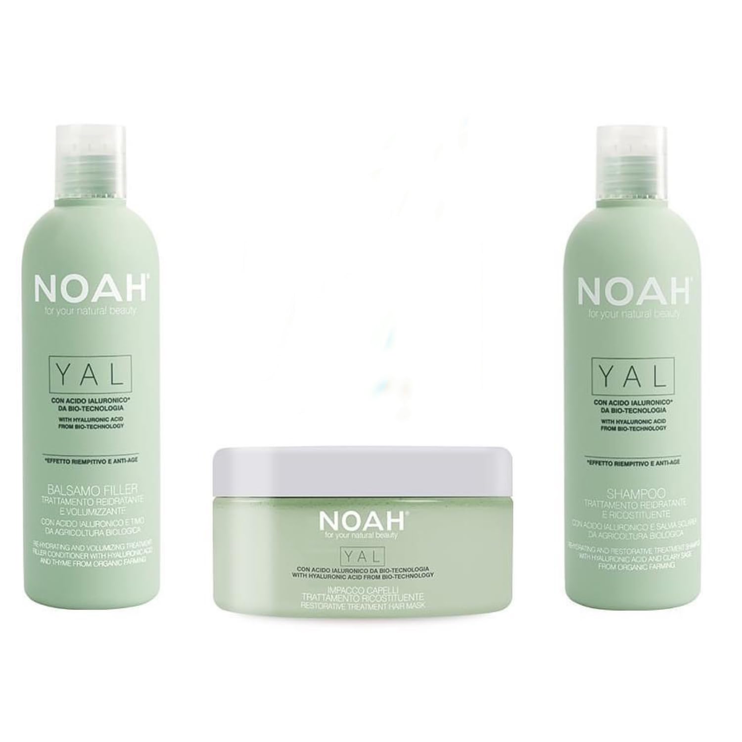 NOAH YAL Hydrating & Restorative Hair Treatment Kit – Shampoo, Conditioner & Hair Mask with Hyaluronic Acid, Organic, Avocado Oil, Volumizing, Anti-Aging, Deep Hydration & Repair for Dry, Damaged Hair