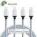 Xcords(TM) 4Pack 6Ft Nylon Braided 8 Pin Lightning to USB Cable Data Syncing Cord Compatible with iPhone 7/ 7 Plus/6/ 6 Plus/ 6s/ 6s Plus /5/5s/5c/SE/iPad/iPod/Beats Pill+(white)