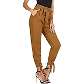 GRACE KARIN Womens Casual High Waist Pencil Pants with Pockets Bow-Knot Cropped Paper Bag Pants for Work