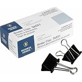 Business Source 36551 Binder Clip, Medium, 1-1/4", Steel, 5" Cap,1/DZ,Black