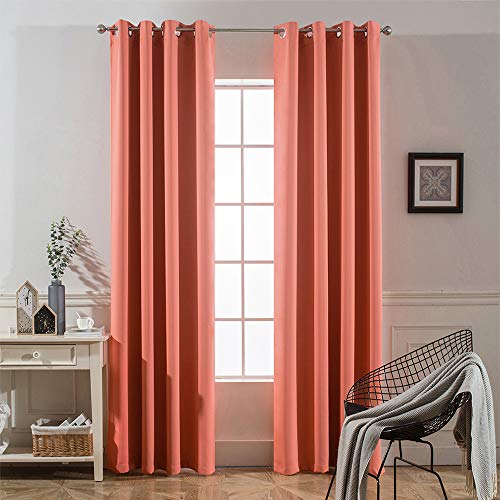 Yakamok 96 Inch Curtains Solid Grommet Top Window Blackout Curtain