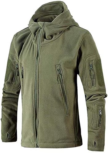 Men's Fleece Jacket Warm Jackets Classic Full Zip Fleece Jacket Men's Military Fleece Combat Jacket Tactical Hoodies Ideal for Sports Work and Leisure