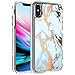 BAISRKE iPhone Xs Max Case, Shiny Rose Gold Marble Heavy Duty Hybrid 3-Layer Full-Body Protect Case Cover for iPhone Xs Max [6.5 inch] - White