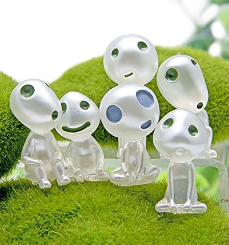 6 Pcs/lot Princess Mononoke Luminous Tree Elves Spirit Kodama Gardening Micro Landscape Accessories Home Décor Collectible Dolls (6 Pcs/lot)