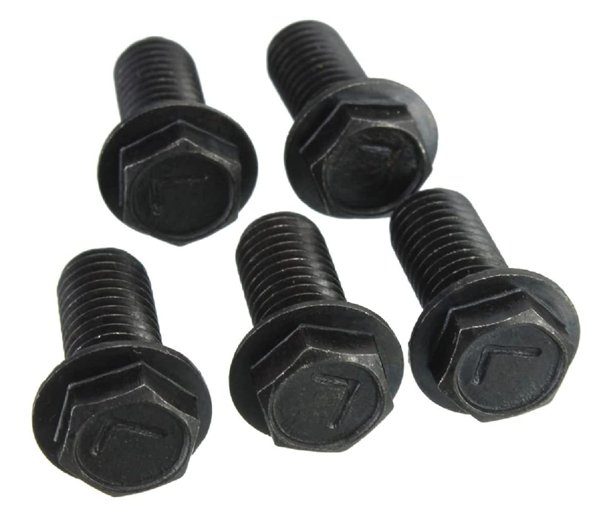WEKOW 3/5Pcs Saw Blade Bolt M6 X 16mm/M7 X 17mm/M8 X 18mm Left Hand Thread Black Metal Hex Head Flange (M6 x 16mm,5)