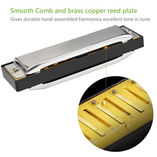 image for Imelod 10 Hole Diatonic Harmonica for Beginners Kids,Harmonica Key of 