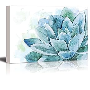 Single Flower Painted with Watercolor Shades of Blue